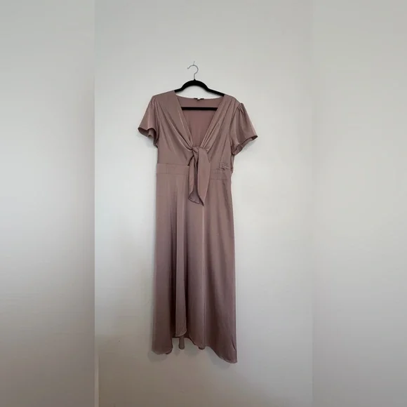 Baltic Born Poppy Satin Tie-Front Midi Dress - Picture 2 of 10